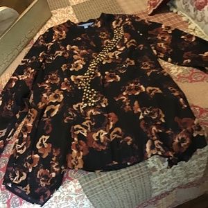 Simply Vera Black & Brown Button Down (XL) Blouse